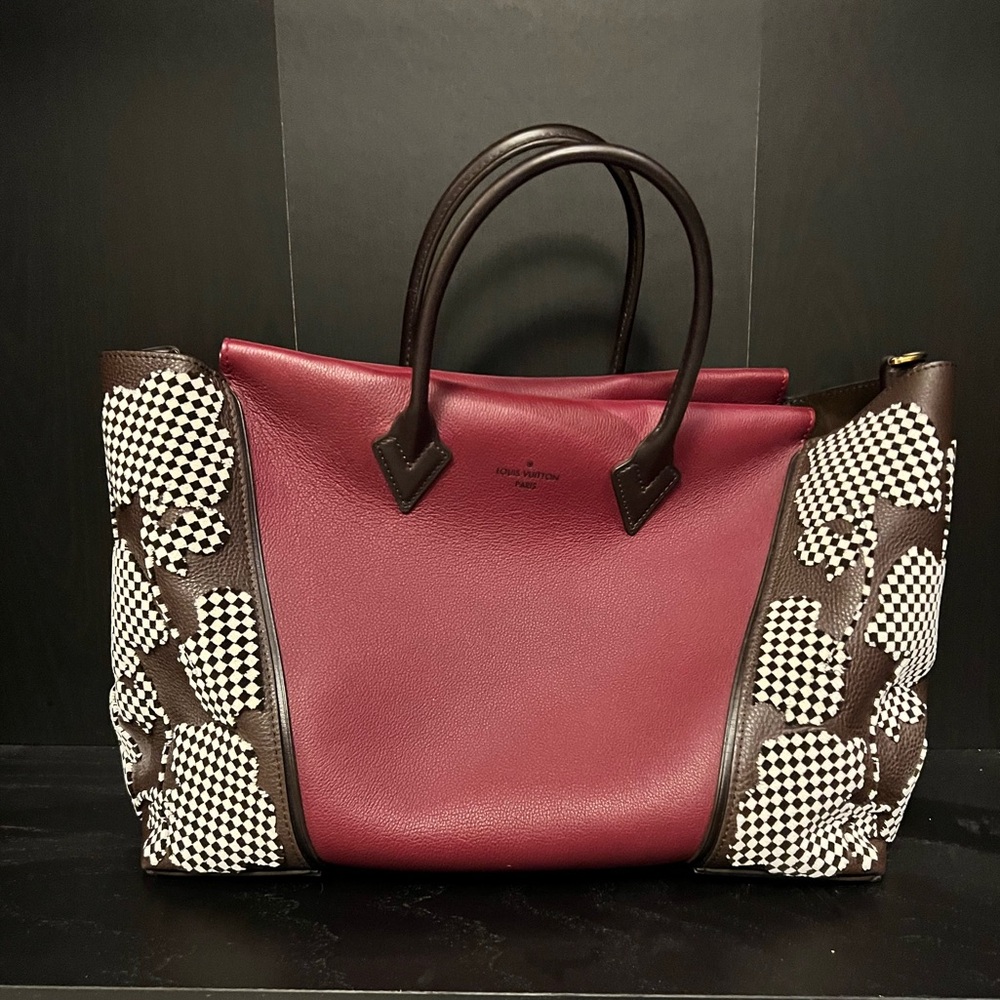 Gorgeous Louis Vuitton Burgundy & Chocolate Brown Print “W” Convertible Bag